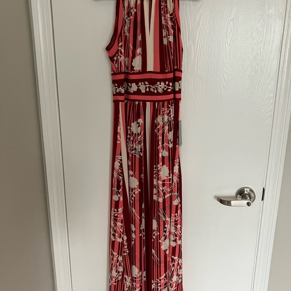 London Times Red and White Maxi Dress
